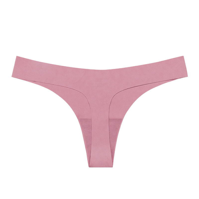 [Tanga sin costuras] ropa interior en forma de T de seda de hielo de color sólido para mujer sexy transfronteriza deportes calzoncillos de cintura baja invisibles