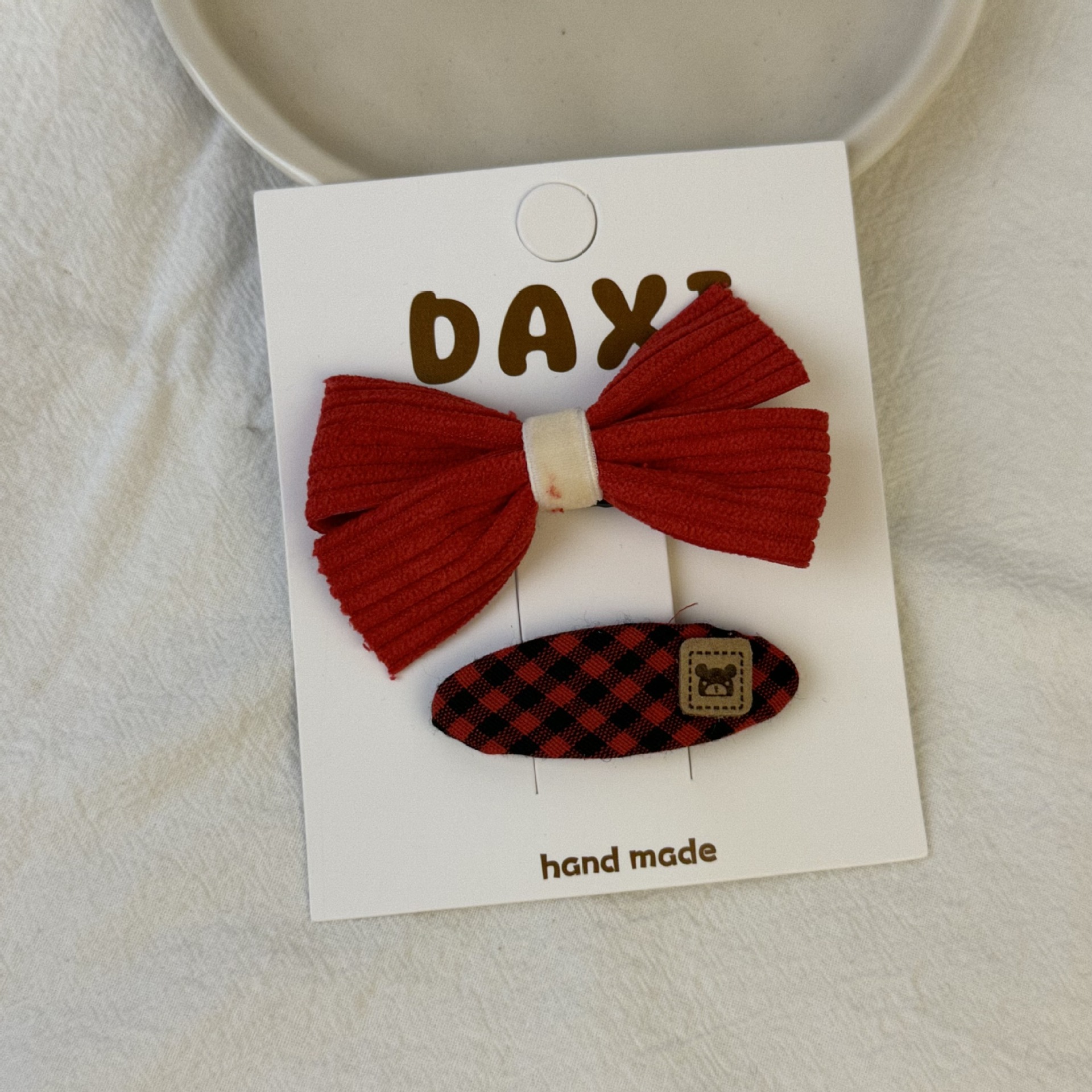 Rode feestelijke Nieuwjaar Kerstmis BB clip herfst en winter strik schattige beer zij pony clip zij clip haaraccessoires_voghion.com