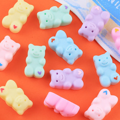 愛心小熊卡通清新diy奶油膠自製手機殼髮夾飾品跨境樹脂配件批發