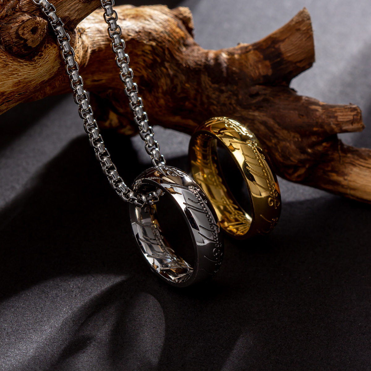 Gold Plated Plating Material Hip-Hop Retro Circle 304 Stainless Steel Plating Gold Plated PVD Coated Men'S Pendant Necklace Men Pendant Necklaces