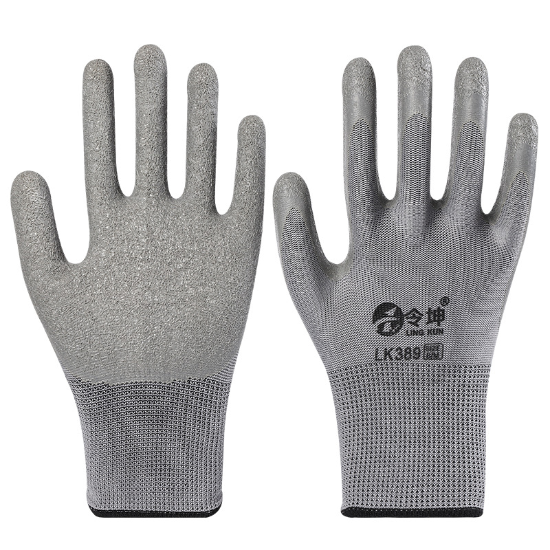 Guantes de protección laboral para el trabajo en seco, guantes de goma de látex resistentes al desgaste, neumáticos antideslizantes al por mayor, guantes de algodón de goma transpirables