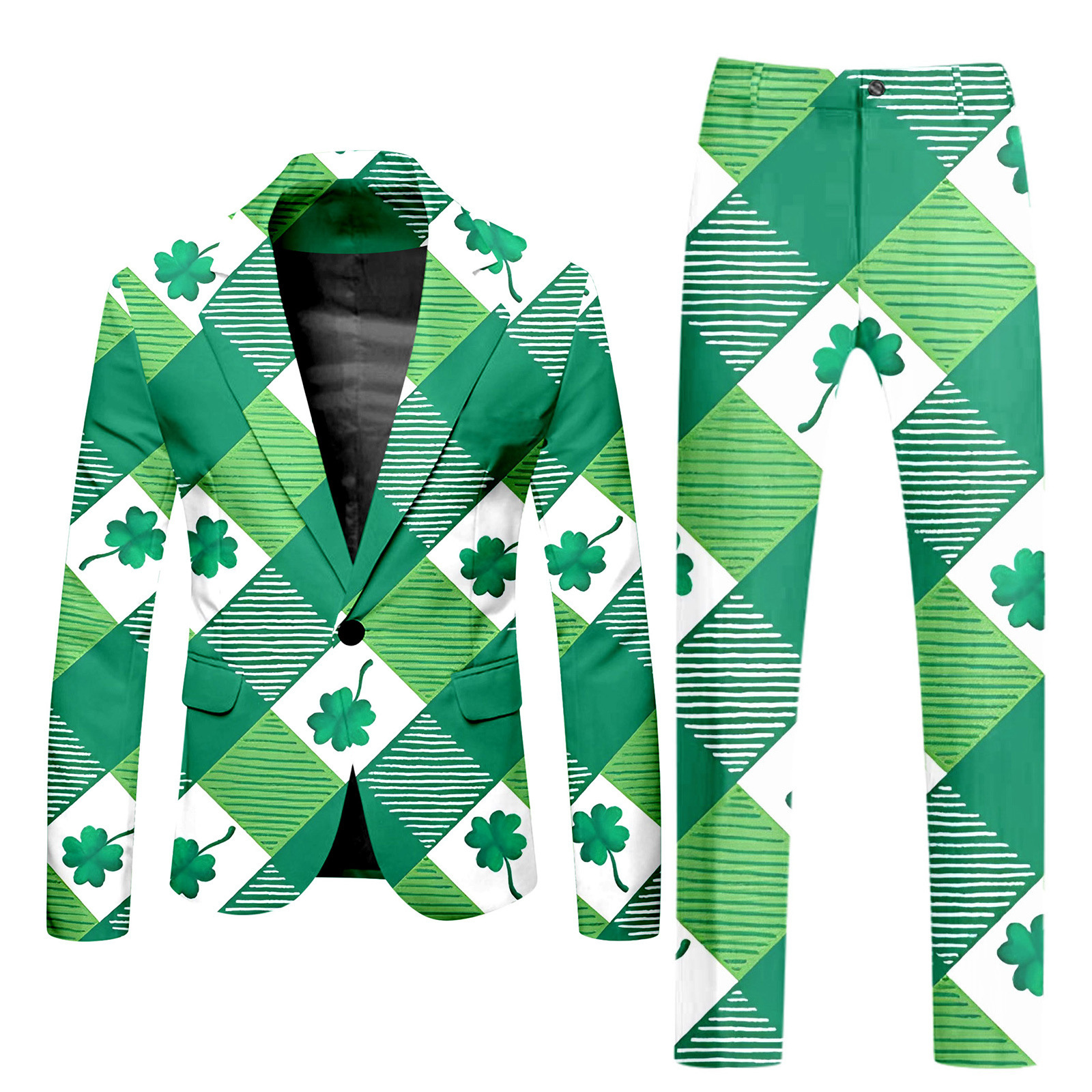 Traje verde fresco y enérgico Traje de estilo de personalidad casual de negocios Traje de un solo botón Pantalones delgados WL8-MR7