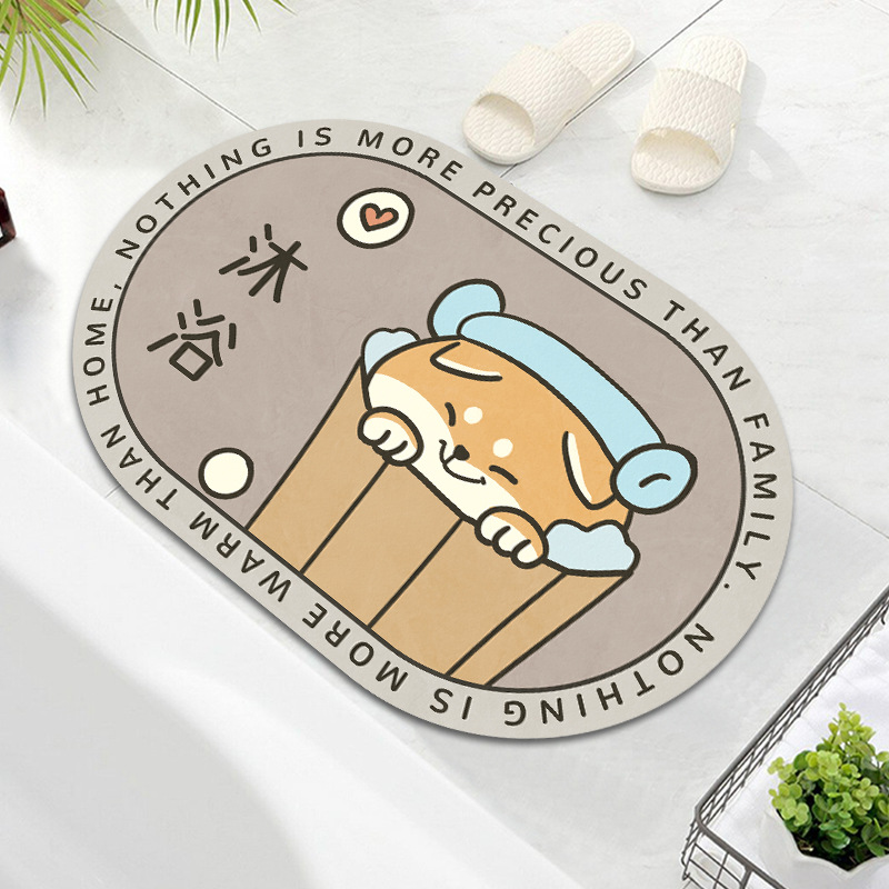 Diatomaceous Earth Bath Mat Slip Resistant Mat Bathroom Absorbent Quick Dry Rugs Home Toilet Foot Mat Entrance Door Mat