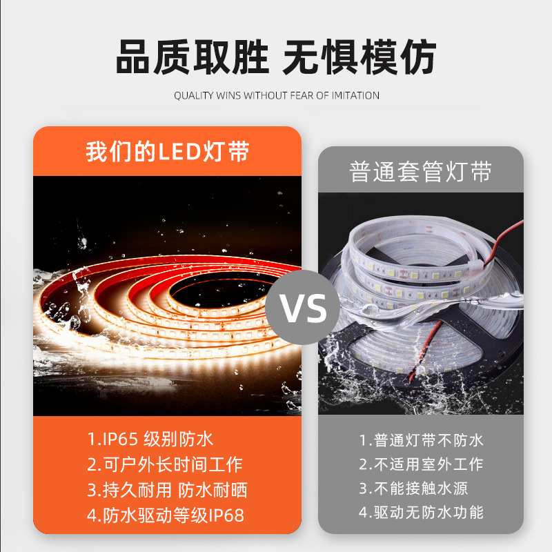 LEDフレキシブル防水屋外ライトストリップ、ソフトチューブ、12V/24V低電圧、自己粘着埋め込み型、高輝度|undefined