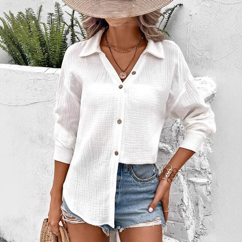 Осень 2023 года Трансграничная Женская трансграничная Внешняя торговля Amazon Свободная Повседневная рубашка с длинными рукавами, Женское пальто