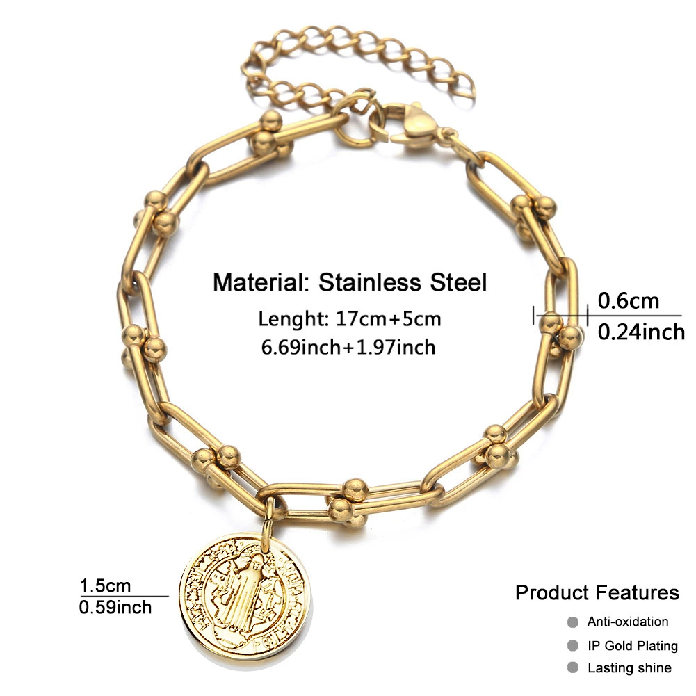 Fashionable accessory, pendant, chain stainless steel, bracelet, European style