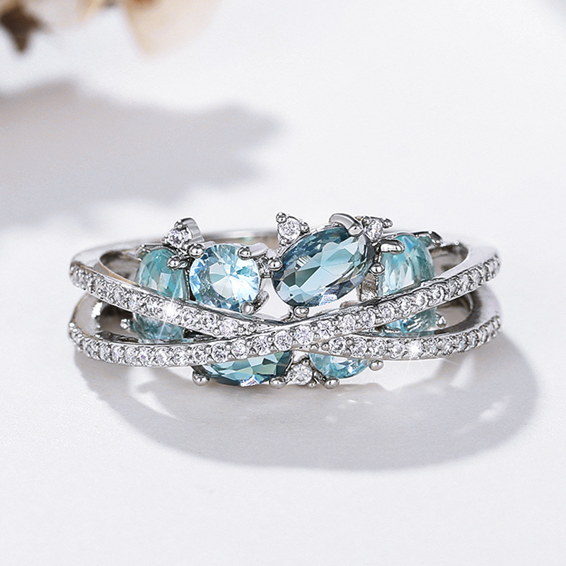 Double Layer Geometric Ring Elegant Hollow X-shaped Jewellery_voghion.com