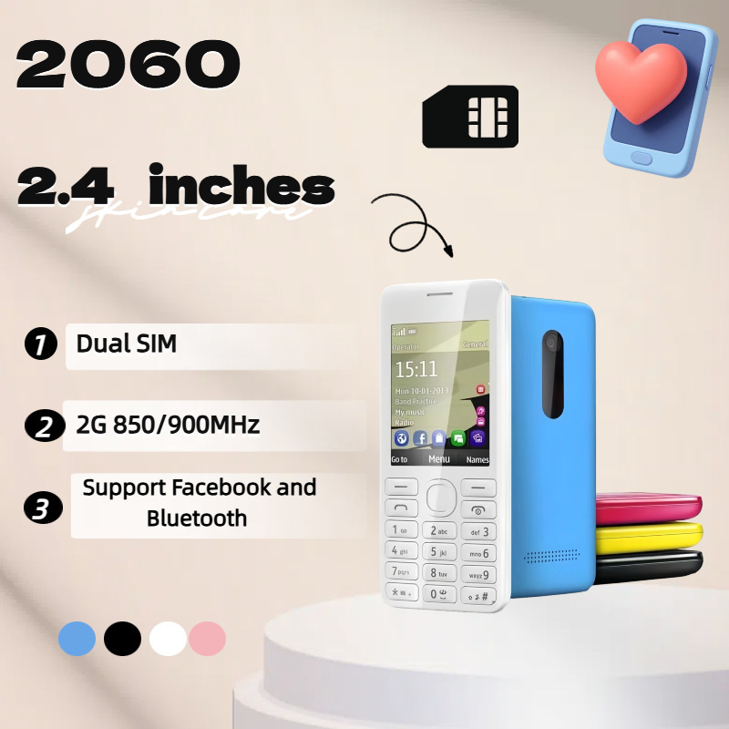 Cross-Border Export 2060 Gsm Whatsapp Non-Smart Mobile Dual-Sim Straight-Button Mobile Phone for the Elderly and Students Cross-Border Export 2060 Gsm Whatsapp Non-Smart Mobile Dual-Sim Straight-Button Mobile Phone for the Elderly and Students