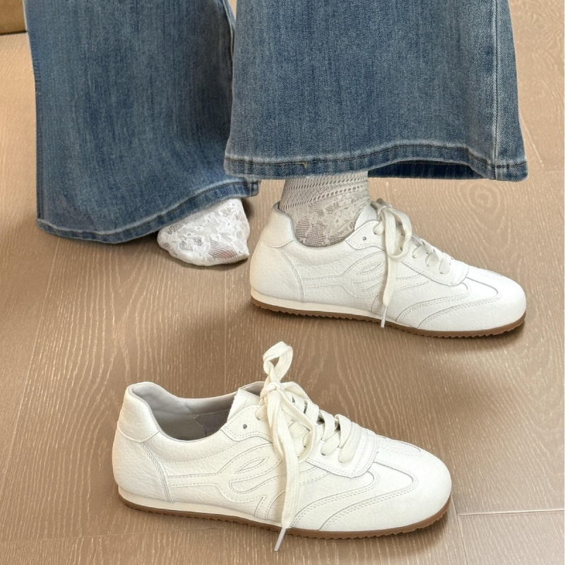 Retro White Sneakers for Women, 2026 New Autumn Model, Soft-Soled Gat-Style Trainers, Non-Slip, Lightweight Casual Sports Sneakers