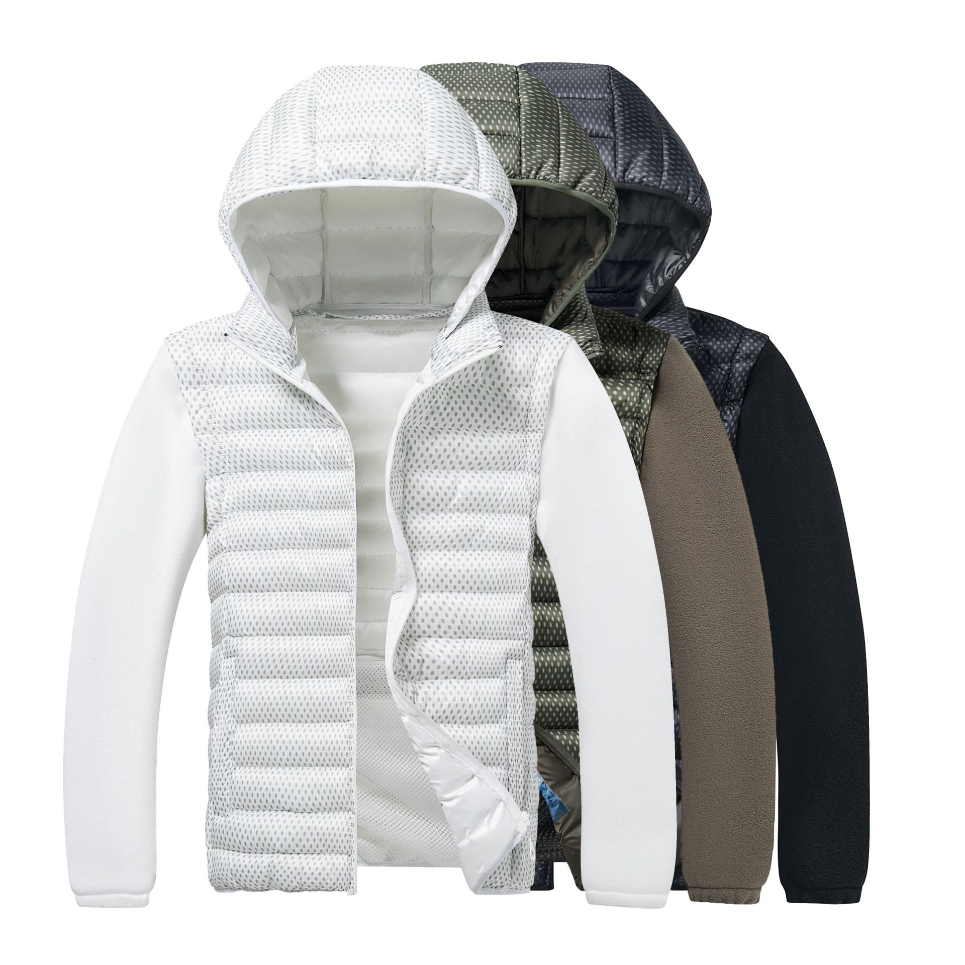 European size cross-border Amazon ribbed cotton jacket for men, winter detachable sleeves, lightweight windproof cotton coat, warm cotton jacket
