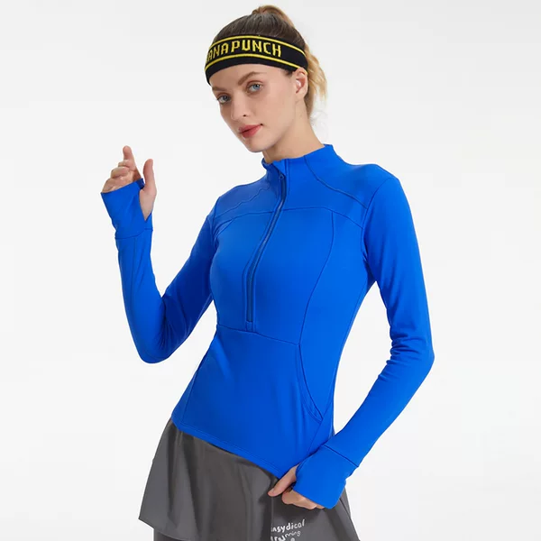 Stand Collar Half Zipper Autumn and Winter Velvet Sweatshirt Jacket Fitness Clothing Top Women's Loose Slimming Look Yoga Sportswear Long Sleeves