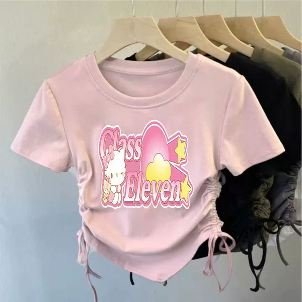 Fuchsia, drawstring, with short sleeve