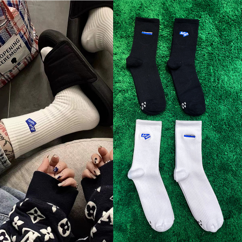 Ader Foldableing Embroidered Letter Socks Sports Casual Street Trendy Men's and Women's Fashion Mid-Calf Socks