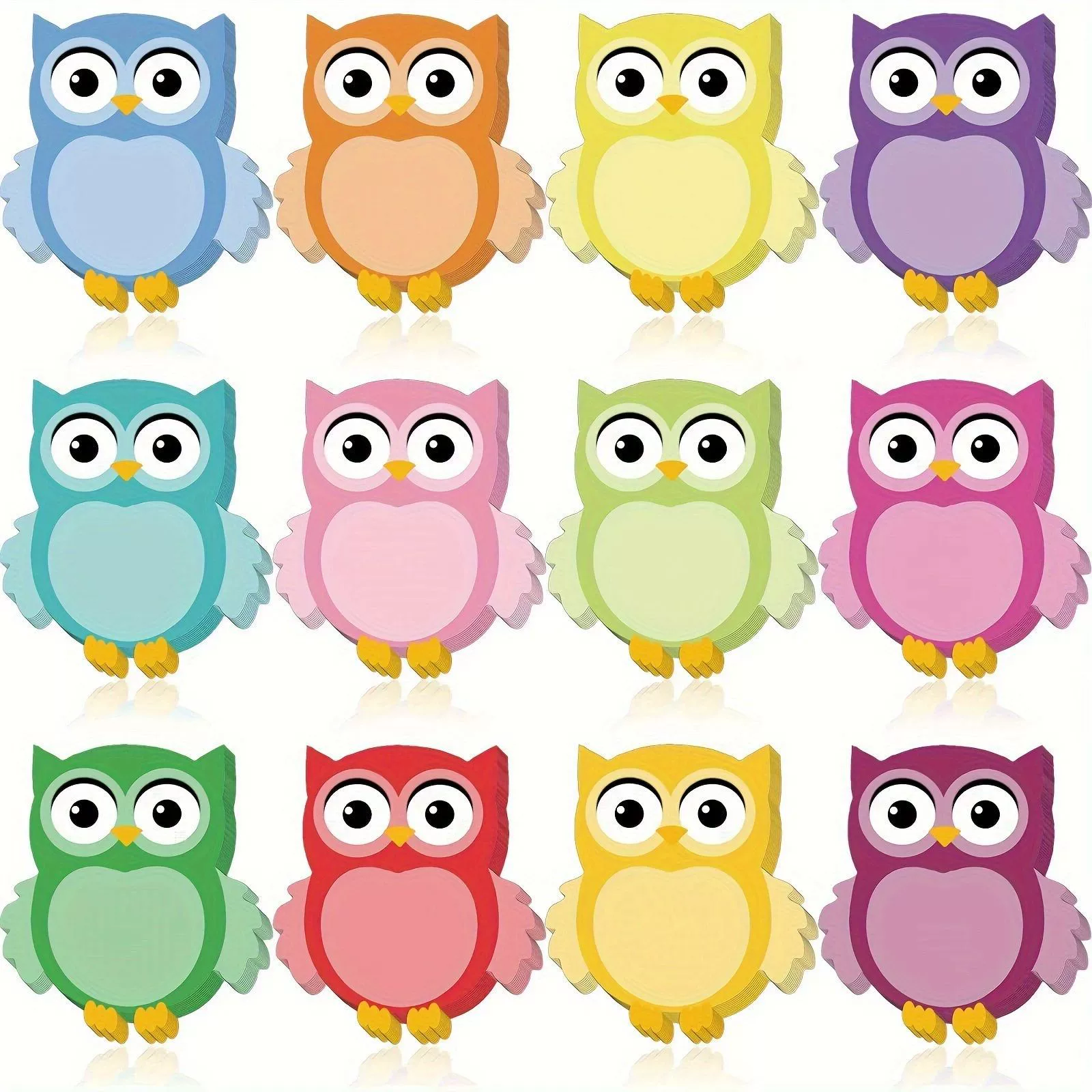 Кросс-бордерные 12 сов, 12-цветные липкие заметки в форме утки, красочные в наличии, фантазийные красочные мультяшные этикетки Temu