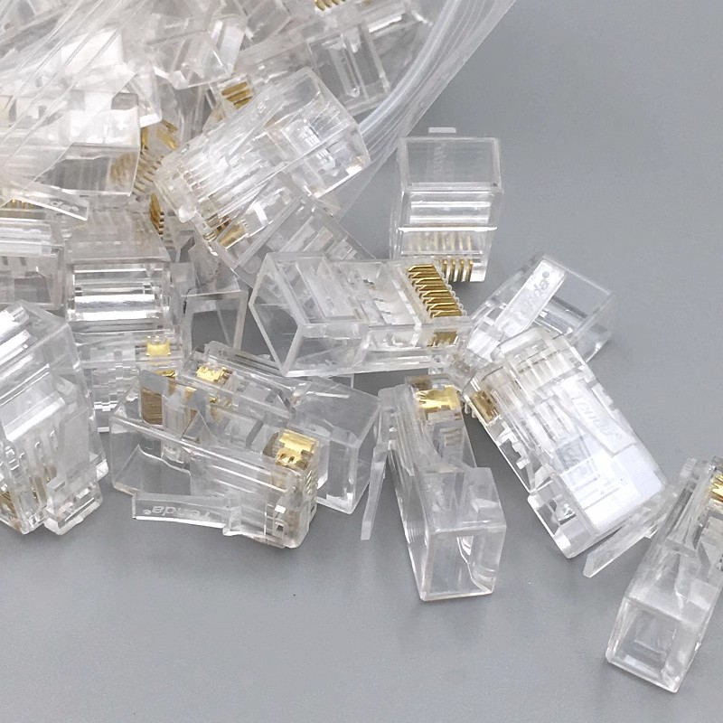 Tengda Super Six Crystal Head RJ45 Gigabit red cobre puro chapado en oro Super cinco cabeza de cristal 8P8C conector