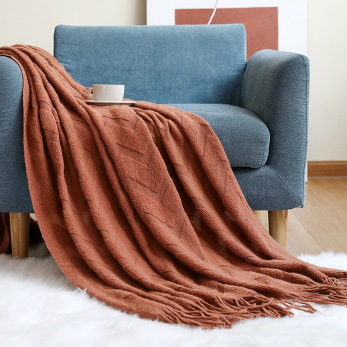 Sofa throw blanket herringbone knitted blanket office air conditioning nap blanket shawl blanket geometric jacquard blanket shawl