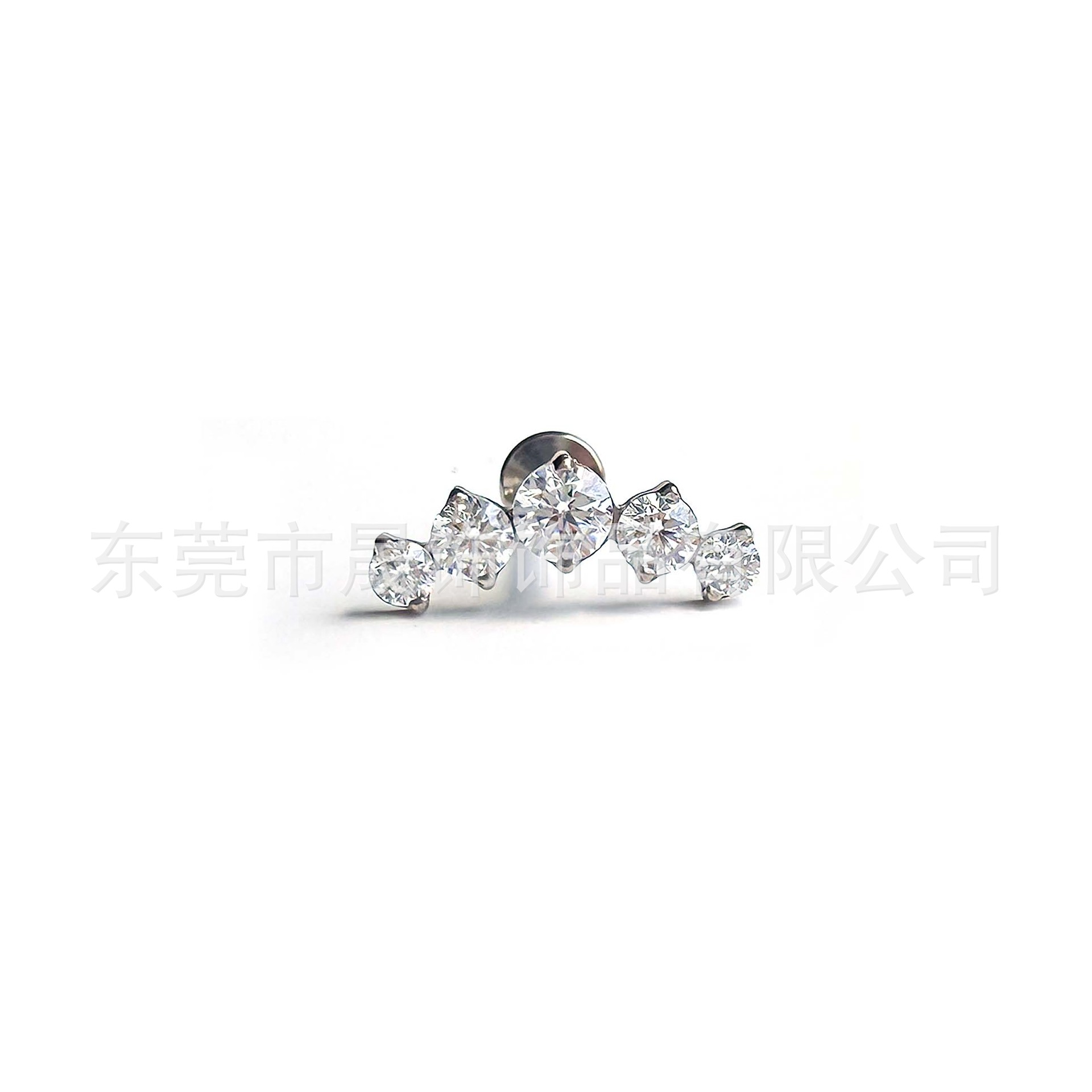 F136 Titanium Alloy 五连 Diamond Ear Stud Cubic Zirconia Helix Cartilage Stud G23内牙 Labret Stud Piercing Jewelry Geometric 造型