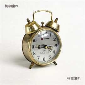小闹铃机械发条 老钟表 老式闹z钟 老物件 古玩收藏装饰摆麦太保