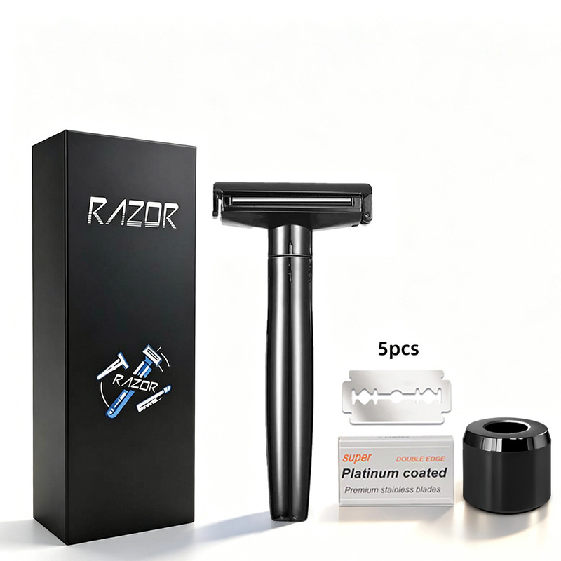 Cross-border razor, fully washable, old-style shaving razor, old model with 6 adjustable settings for blade sharpness, beard razor