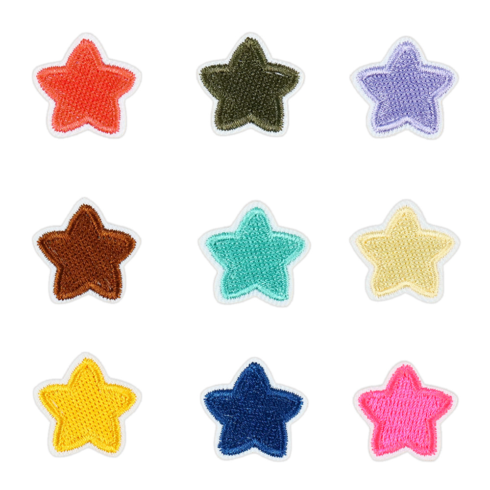 厂家现货卡通绣花彩色五角星刺绣布贴 箱包鞋服装饰绣花章补丁贴