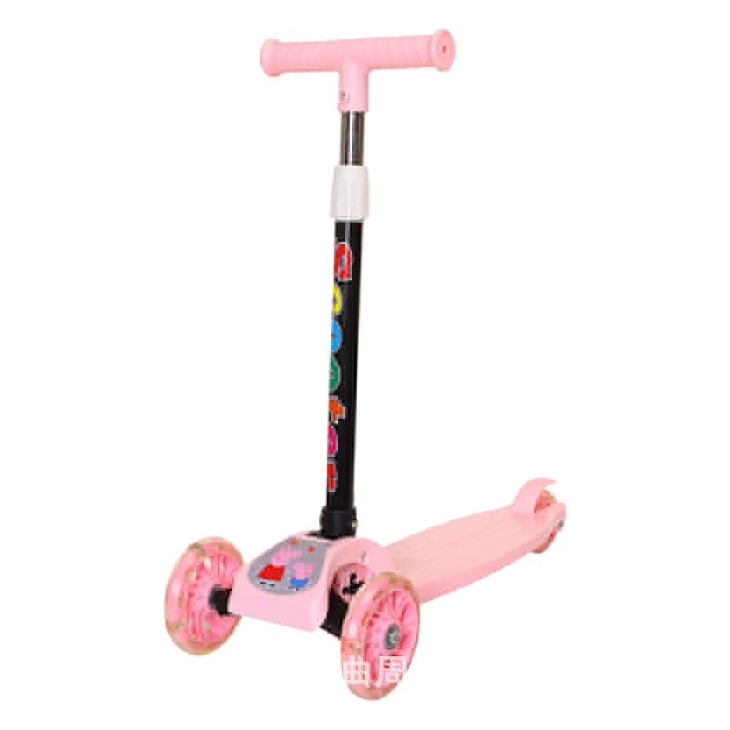 Patinete plegable MiGao para niños de 2 a 8 años, patinete de tres ruedas con luces intermitentes, juguete de regalo con ruedas intermitentes ajustables de 4 velocidades.