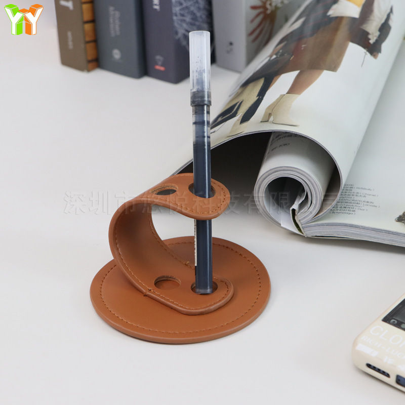 Creative Leather Pen Holder Pen Holder Office Signature Pen Pen Holder Ornaments Desktop Leather 2-Pack Pen Holder Pen Holder