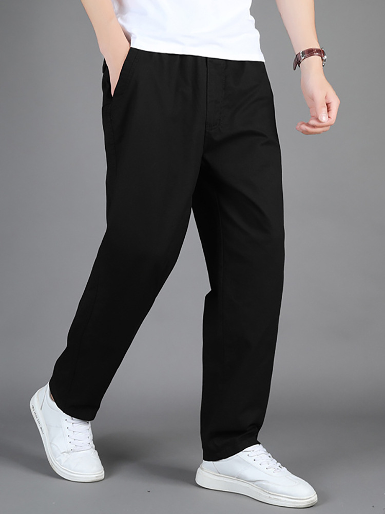 Zuoluo pantalones casuales Pantalones rectos sueltos de los hombres pantalones de papá de mediana edad pantalones elásticos pantalones de algodón puro 226