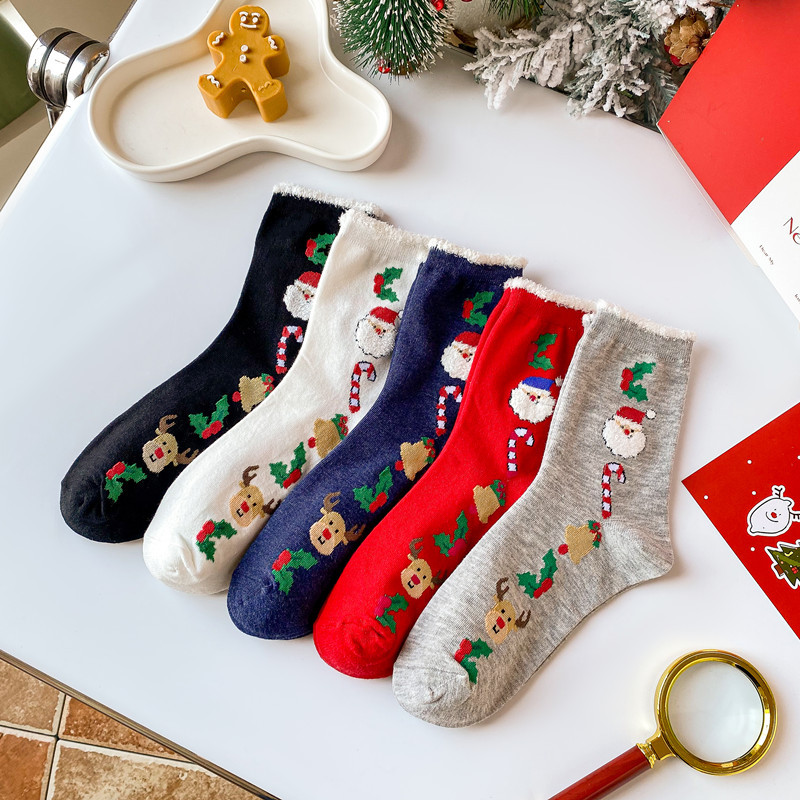 Chaussettes rouges Père Noël coréennes pour enfants, nouvelle collection automne/hiver_voghion.com