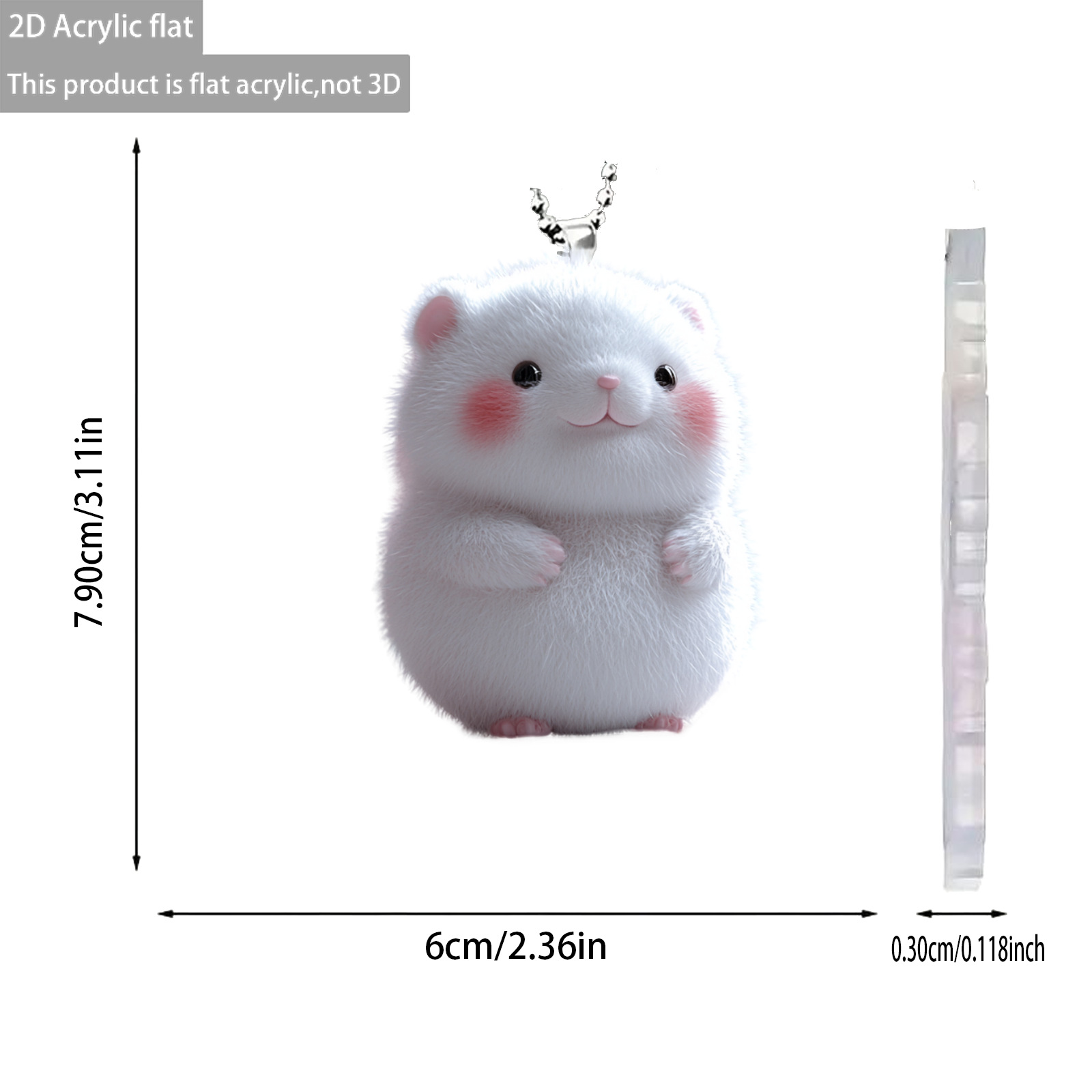 Nuevo colgante de ratón peludo de animal lindo plano acrílico transfronterizo image 1