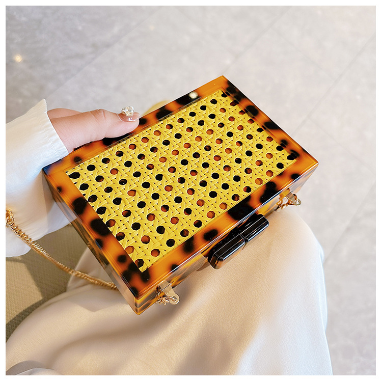 New fashionable green wicker acrylic bag for cross-border foreign trade women, evening bag, single-shoulder crossbody banquet clutch undefined