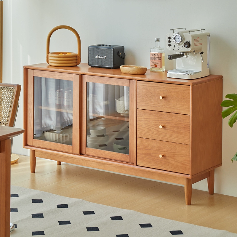 Скандинавский буфет, современный простой чайный шкаф из цельного дерева, шкаф для хранения, ресторан, раздвижная дверь, шкаф для хранения в японском стиле с ящиками