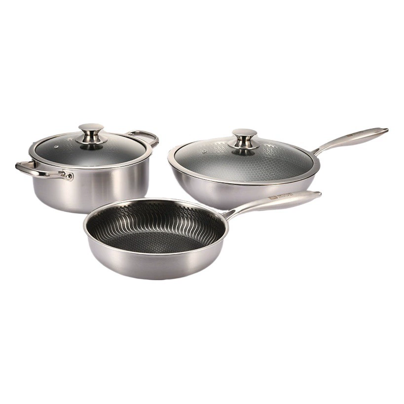 Набор кастрюль из нержавеющей стали 304 костюм бытовой антипригарный вок кастрюля для супа сковорода Индукционная Плита Газовая Универсальная