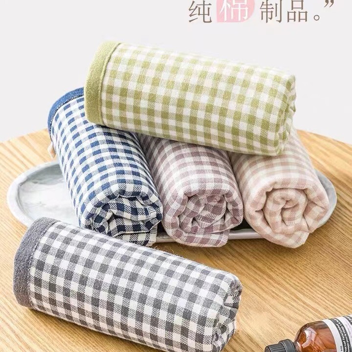 Gold Cotton Nurse England Plaid Face Towel Ecological Grade Pure Cotton Gauze Face Towel Cotton Household MZ1058W