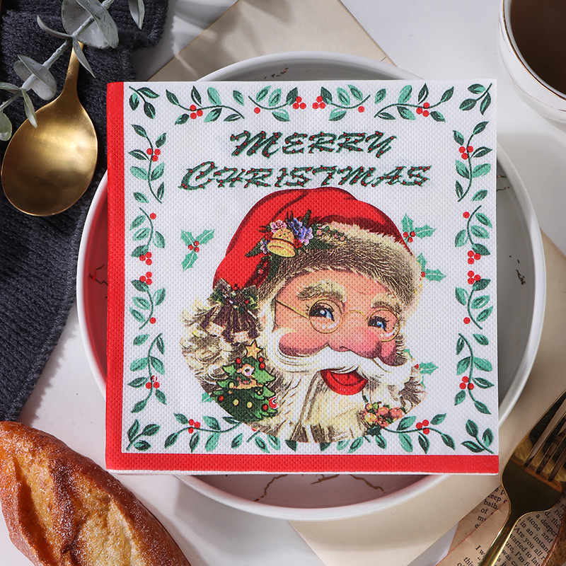 国境を越えたクリスマスの祝日装飾プリントナプキンヘラジカのティッシュパーティー赤いお祝いプリントティッシュ卸売り|undefined