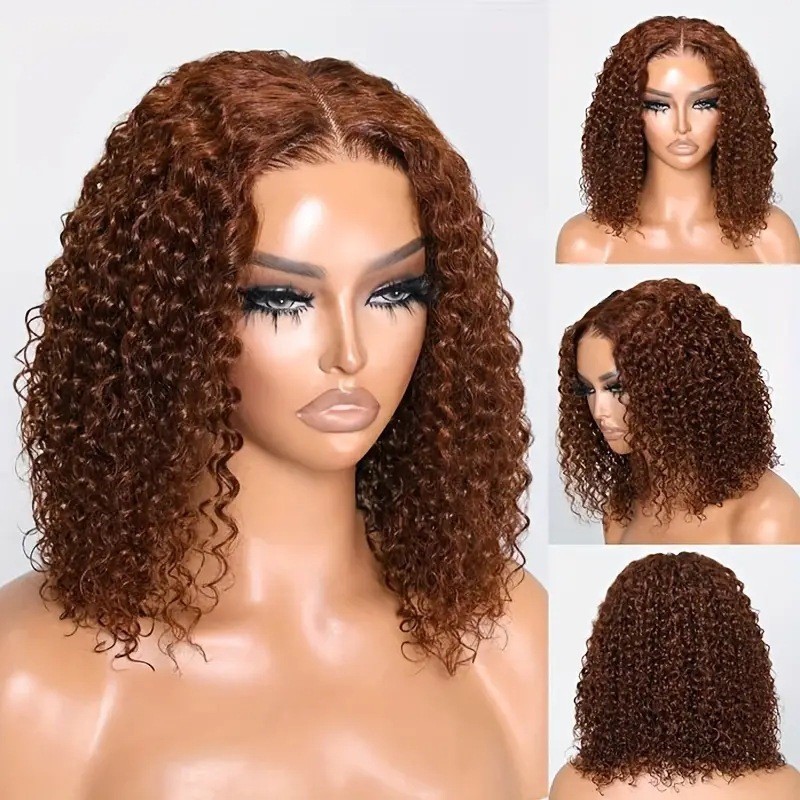 Fábrica de encaje antes de la peluca curva roja fibra química cubierta de cabeza de moda natural realista image 8