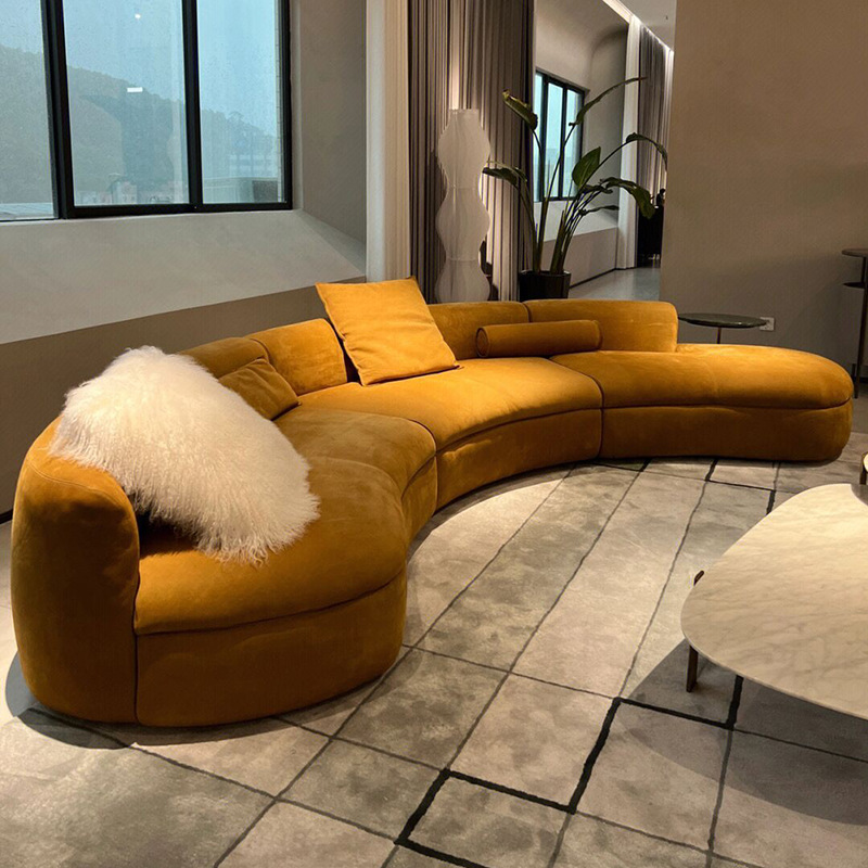 Italian Baxter arc sofa, luxury minimalist Piaf designer large corner sand leather sofa furniture