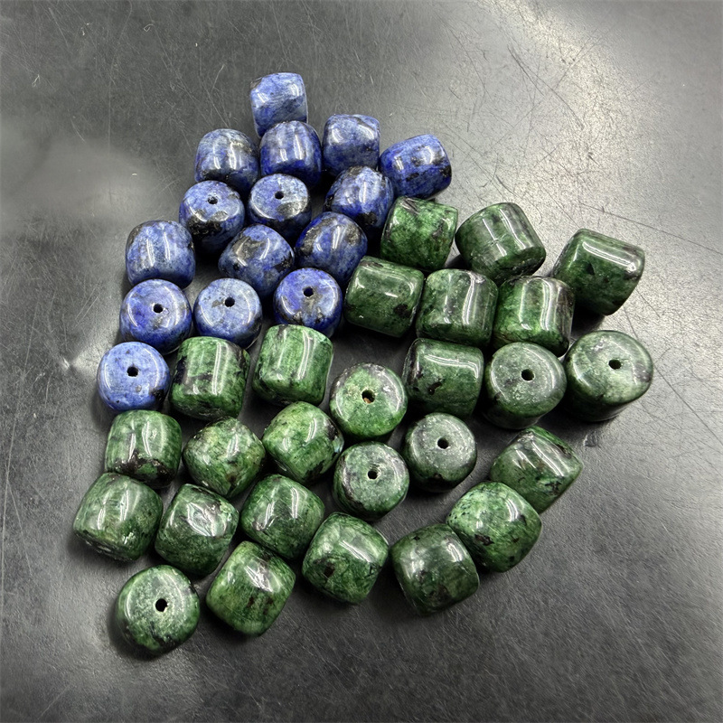平价玉器 DIY饰品配件蓝色青金石老型珠散珠 绿色筒珠散批