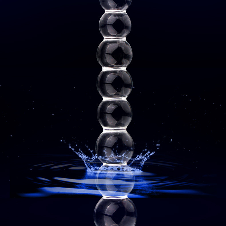 Clear Glass Anal Beads Plug, Nine-Bead Graduated Massage Stick for Adults — detail image 9