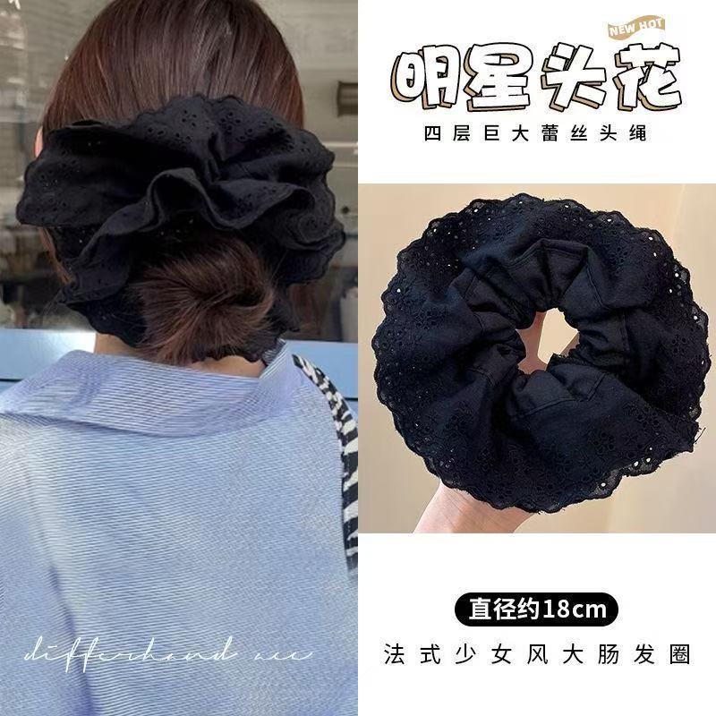 5721 라지 서클 - 블랙 4겹 스플라이스 레이스 헤어밴드