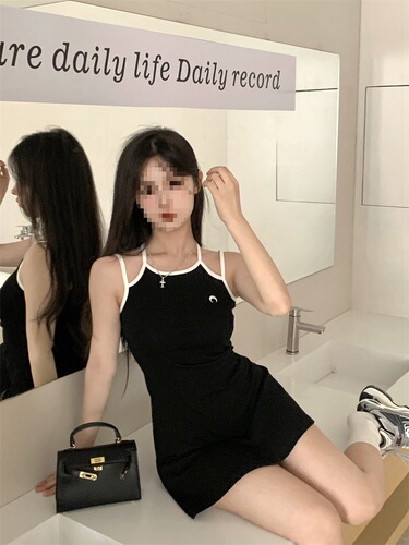 3563 #summer new style temperament and slimming embroidery hot girl skirt, women's clothing, base suspender vest, hip dress