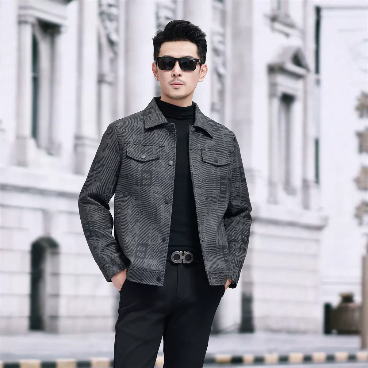 2025春季新款男士夹克时尚潮流经典皮衣外套男休闲翻领帅气潮夹克