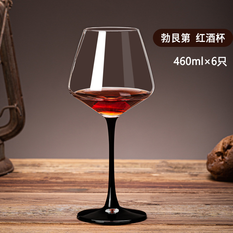 Manzana verde doméstica de alto valor de visualización borgoña taza de vino sin plomo de cristal de alta calidad gran vientre conjunto de tazas de pies altos