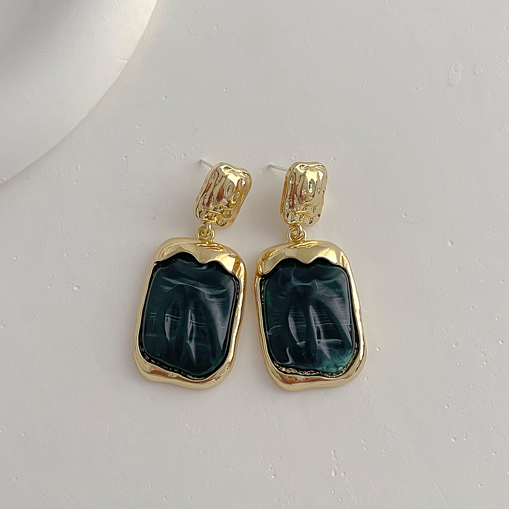 Women'S Gender Simple Style Square Resin Copper Irregular Plating Earrings 1 Pair