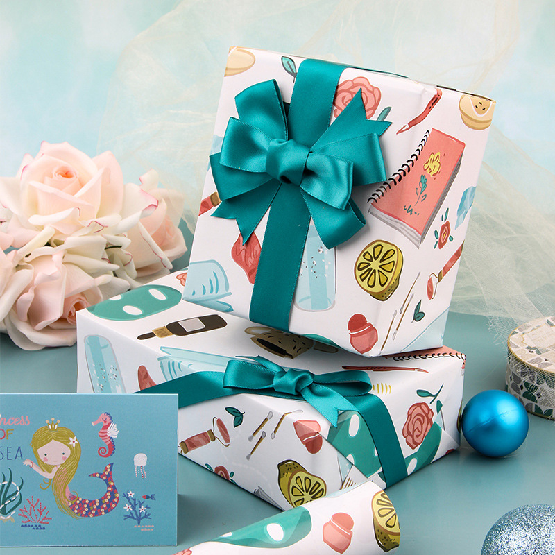 Amazon nuevo papel de regalo Día de San Valentín caja de regalo de cumpleaños papel de embalaje DIY bolsa de papel de la flor cubierta de libro de papel al por mayor