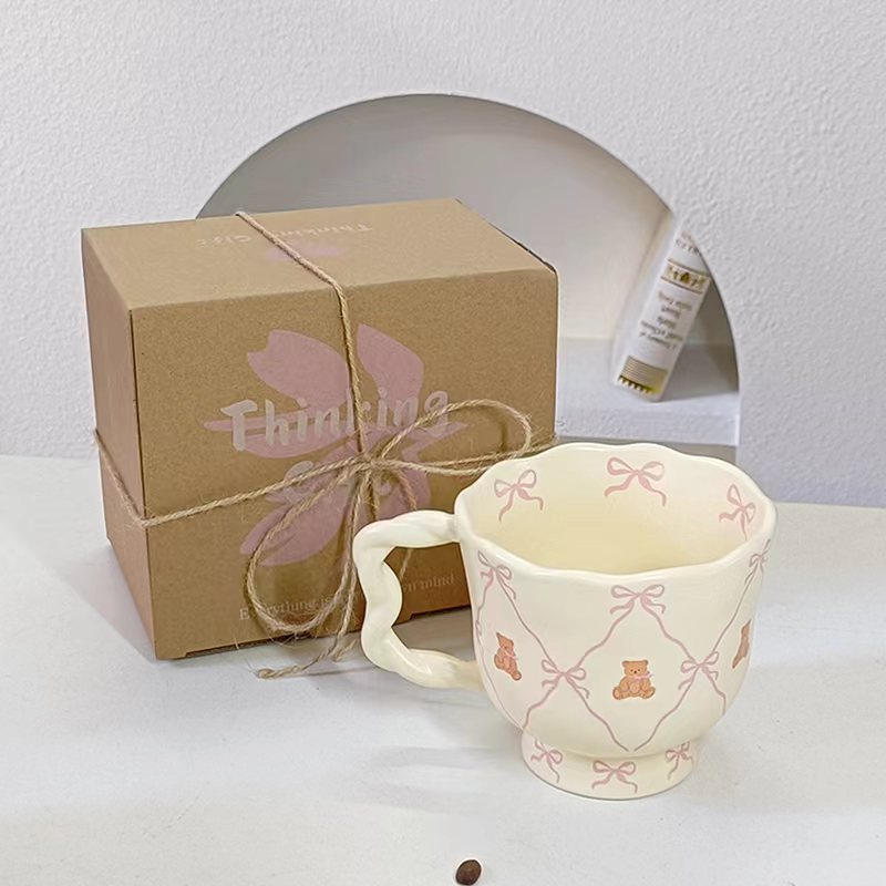 Taza de agua de estilo antiguo creativo para el hogar taza de té taza de oso de peluche taza de oficina linda dama taza de desayuno de dibujos animados