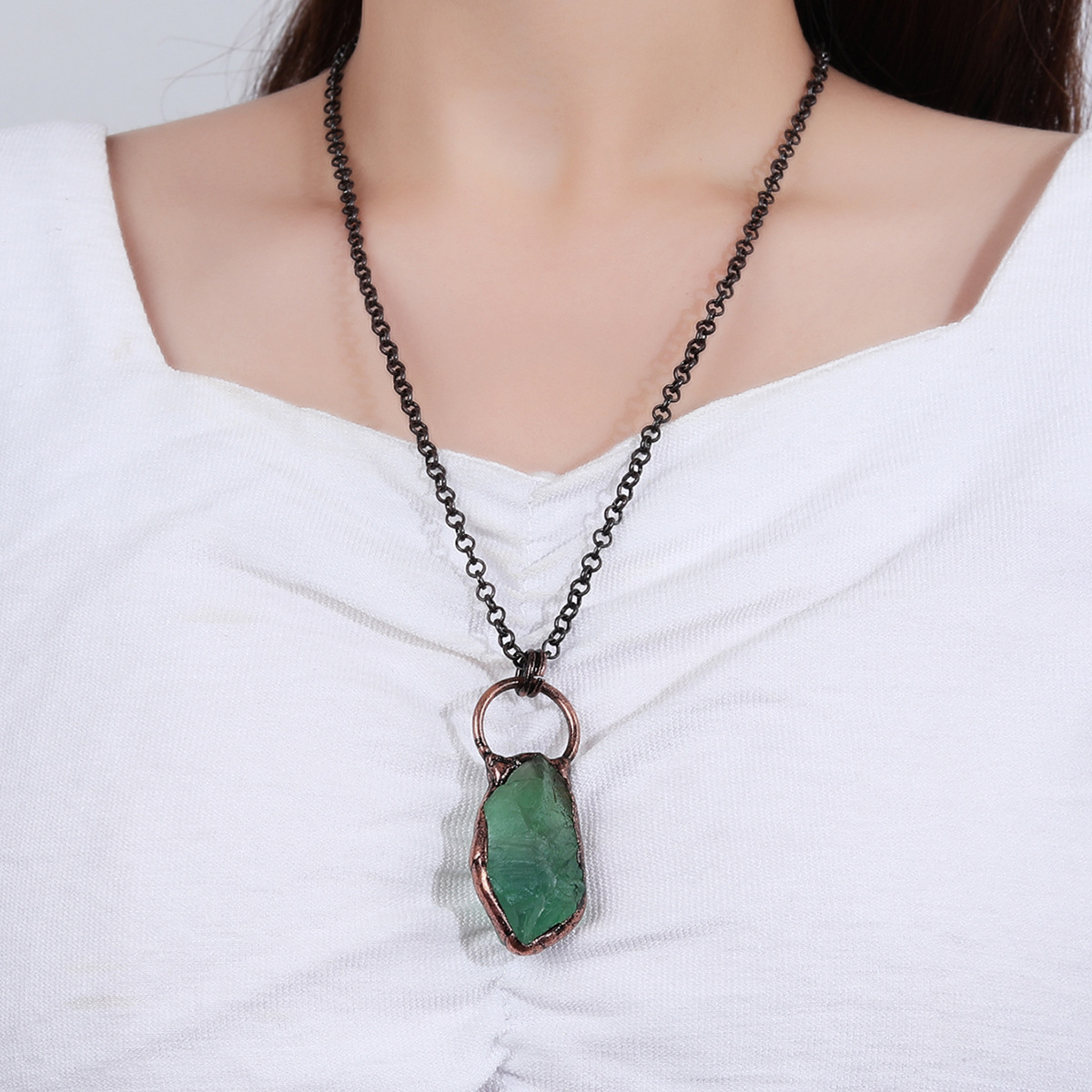 39g Weight Copper Pendant Material Natural Stone, Crystal Inlay Material Pendant Necklace Classification Copper Chain Material Belcher Chain Chain Type 1 Piece Quantity Daily Occasion Copper Material Geometric Pattern All Seasons Season Women's Gender Handmade, Inlay Design Ethnic Style, Shiny Style Wholesale Jewelry Ethnic Style Shiny Geometric Copper Natural Stone Crystal Handmade Inlay Pendant Necklace Belcher Chain 4