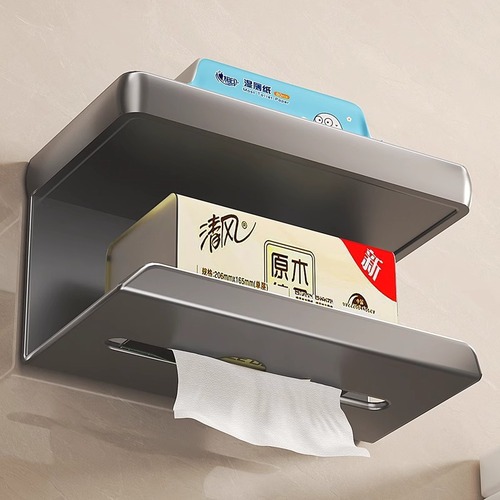 Bathroom tissue box roll paper wall-mounted toilet paper box bathroom punch-free toilet paper holder bathroom storage rack