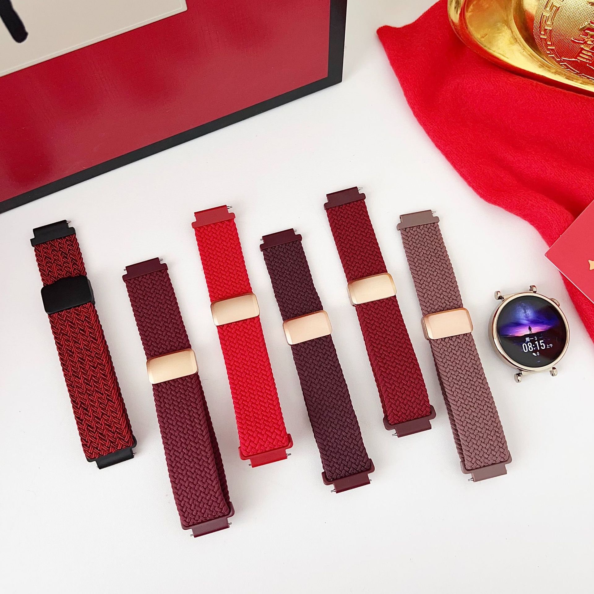 New Year Red Braided Magnetic Buckle Strap for Huawei GT5 Watch Female watch432pro Male 18/20/22