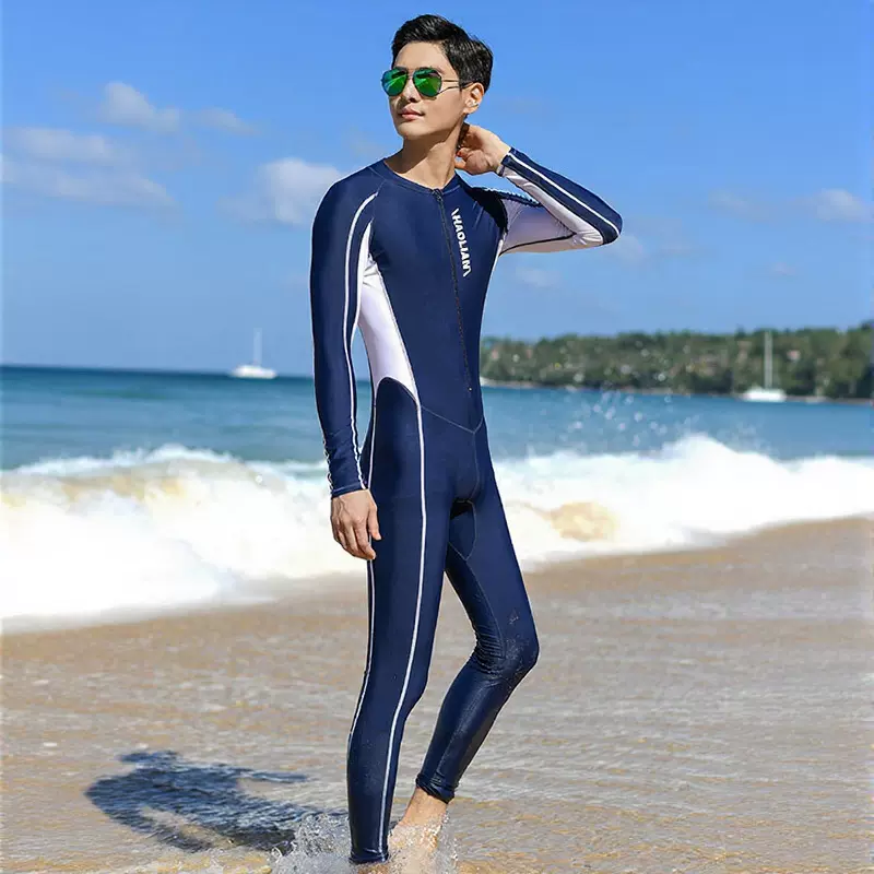 冲浪服男长袖防晒泳衣男士连体长裤青少年外贸海边防水母衣潜水服