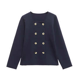 2024秋wish亚马逊eBay平针双襟针织开衫毛衣